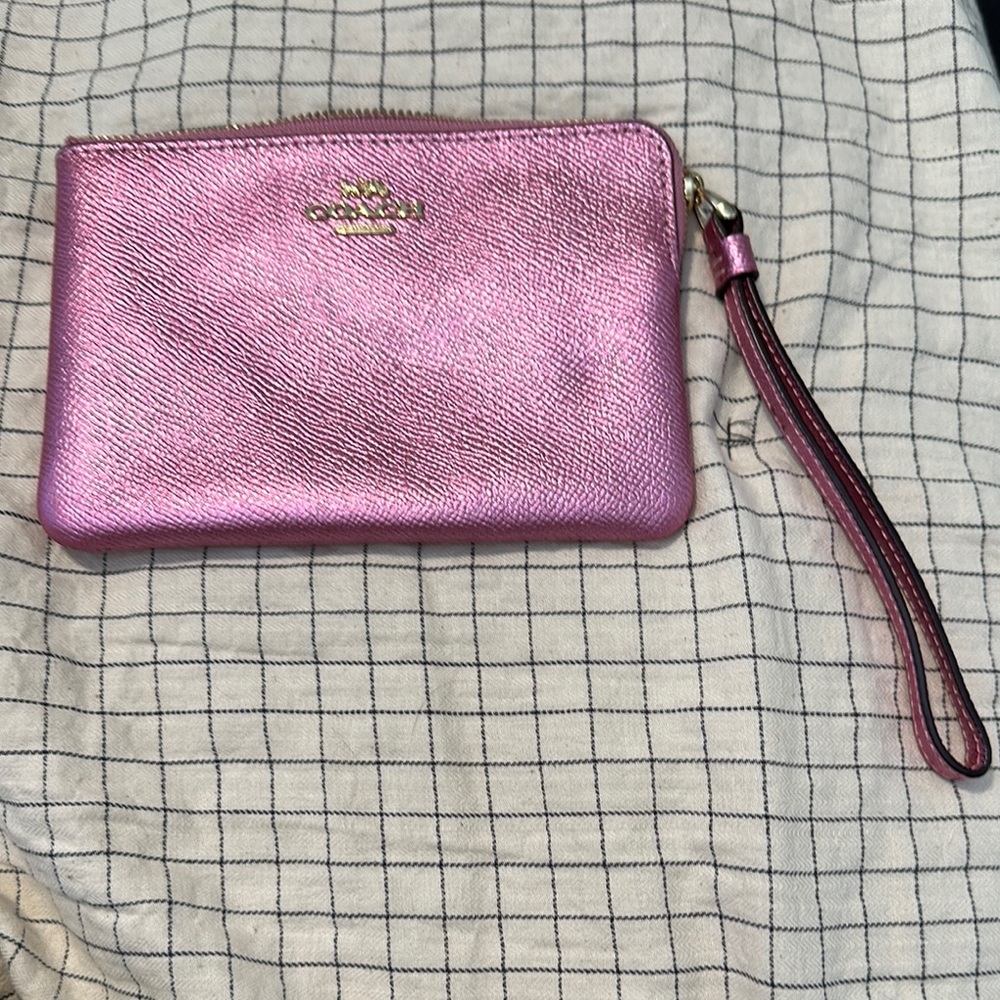 Coach Pink Metallic Wristlet